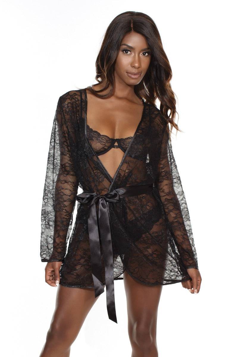 Coquette - 3708X - Stretch Lace Robe - OS/XL - Stag Shop