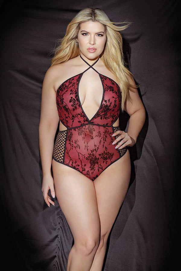 Coquette - 3841X - Teddy - Merlot/Black - OS/XL - Stag Shop