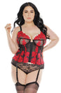 Coquette - 3866 - Embroidered Bustier - Black/Red - Stag Shop