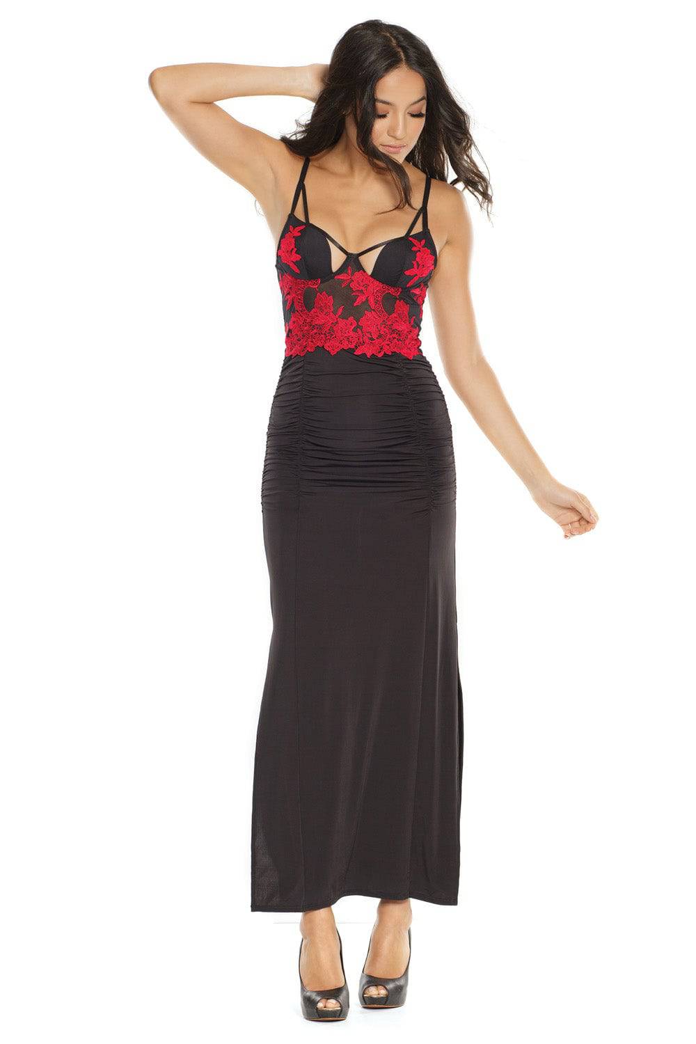 Coquette - 3870 - Embroidered Gown - Black/Red - Stag Shop