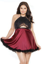 Coquette - 3873X - Plus Size Marabou Babydoll & G-String Set - Merlot/Black - OSXL - Stag Shop