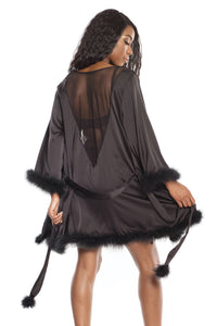 Thumbnail for Coquette - 3875 - Satin Robe - Black - OS - Stag Shop