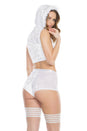 Coquette - 3878 - Velvet Crop Top & Booty Short Set - White - OS - Stag Shop
