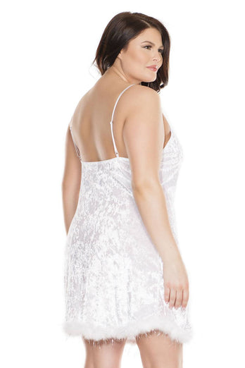 Coquette - 3879X - Velvet Mini Dress - White - OSXL - Stag Shop