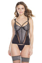 Coquette - 3882 - Microfiber Bustier - Black/Silver - Stag Shop