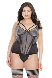 Thumbnail for Coquette - 3882 - Microfiber Bustier - Black/Silver - Stag Shop