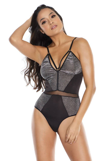 Coquette - 3884 - Thong Teddy - Black/Silver - OS - Stag Shop