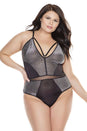 Coquette - 3884X - Thong Teddy - Black/Silver - OSXL - Stag Shop