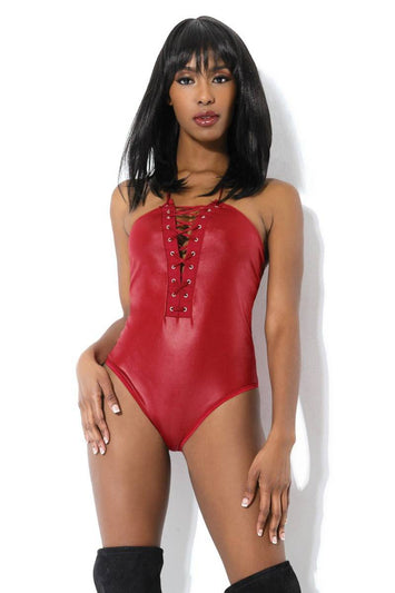 Coquette - 3888 - Wetlook Teddy - Merlot - OS - Stag Shop