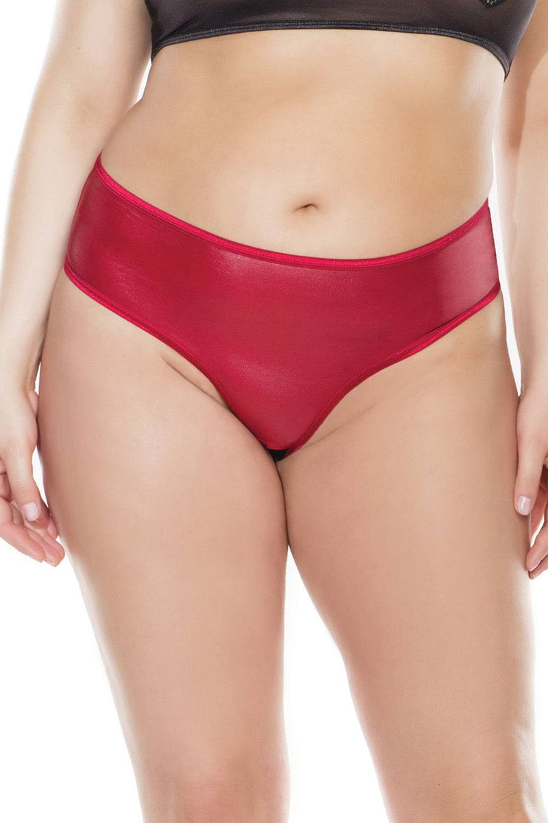 Coquette - 3890X - Crotchless Lace-up Panty - Merlot - OSXL - Stag Shop