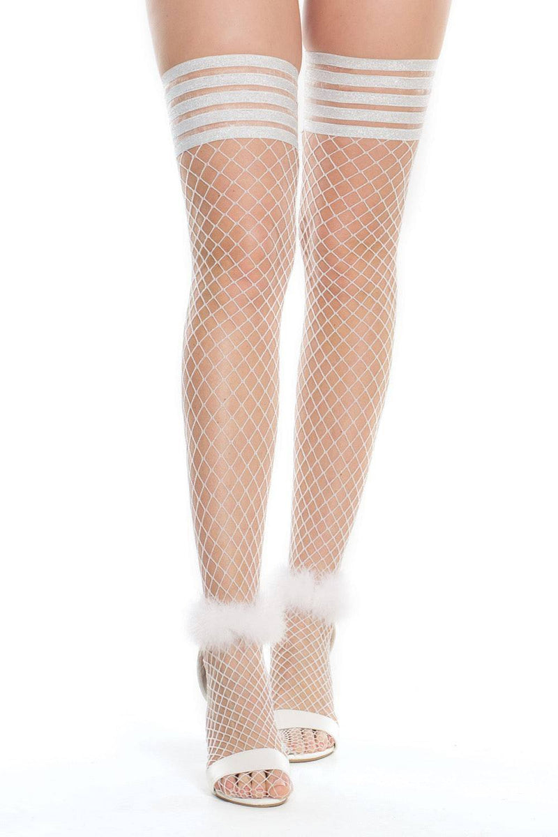 Coquette - 3897 - Stockings - White/Silver - OS - Stag Shop