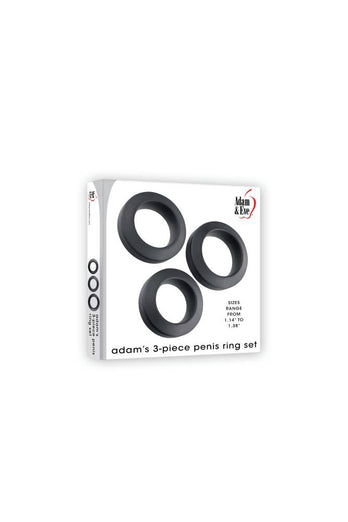 Adam & Eve - Adam's 3 Piece Penis Ring Set - Black - Stag Shop