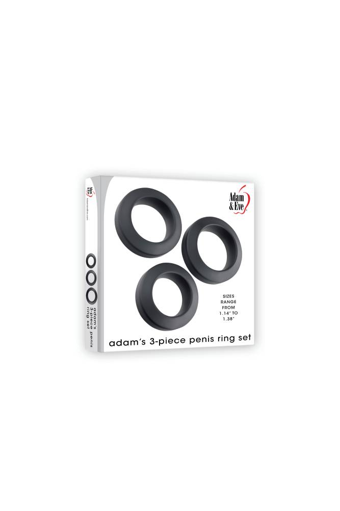 Adam & Eve - Adam's 3 Piece Penis Ring Set - Black - Stag Shop