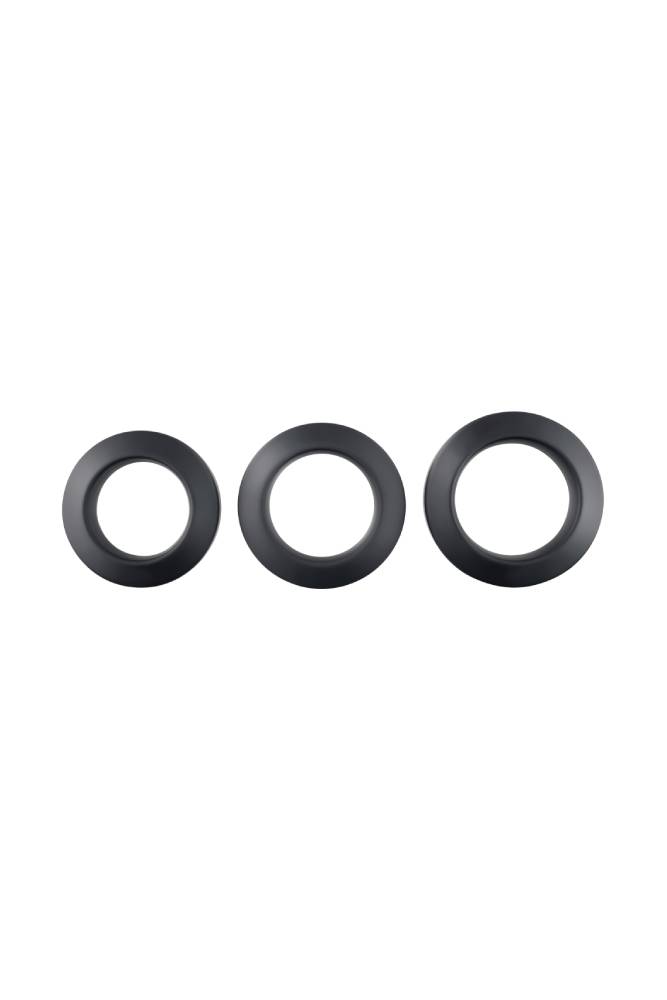 Adam & Eve - Adam's 3 Piece Penis Ring Set - Black - Stag Shop