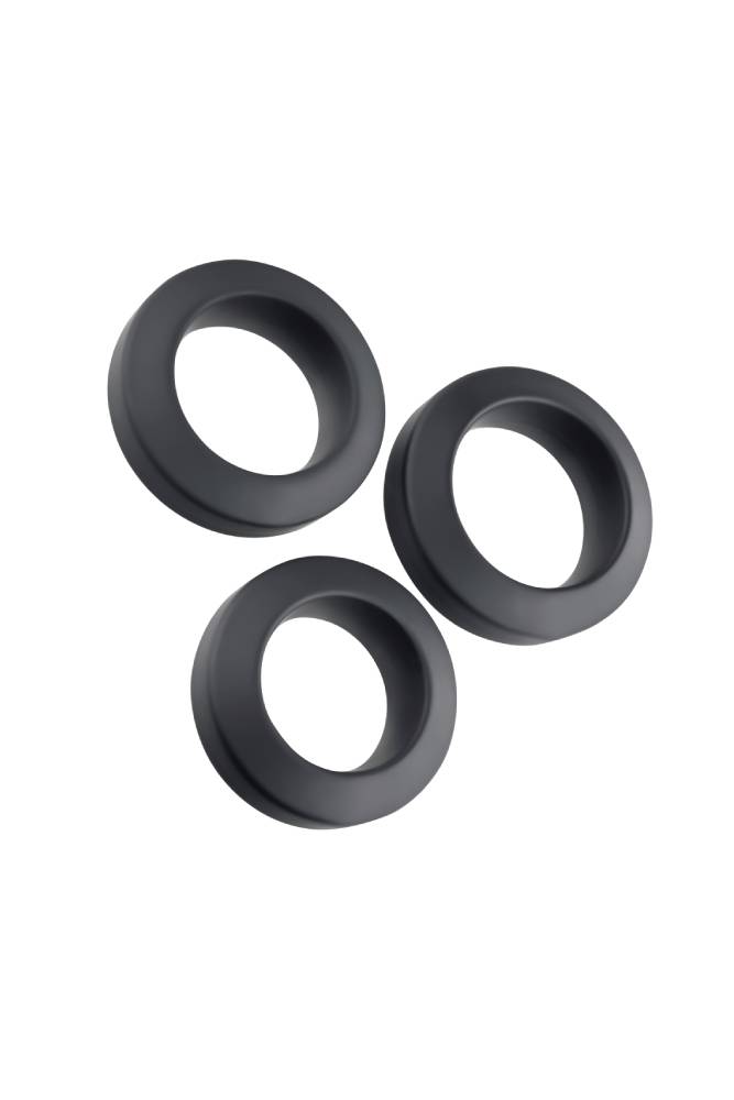 Adam & Eve - Adam's 3 Piece Penis Ring Set - Black - Stag Shop