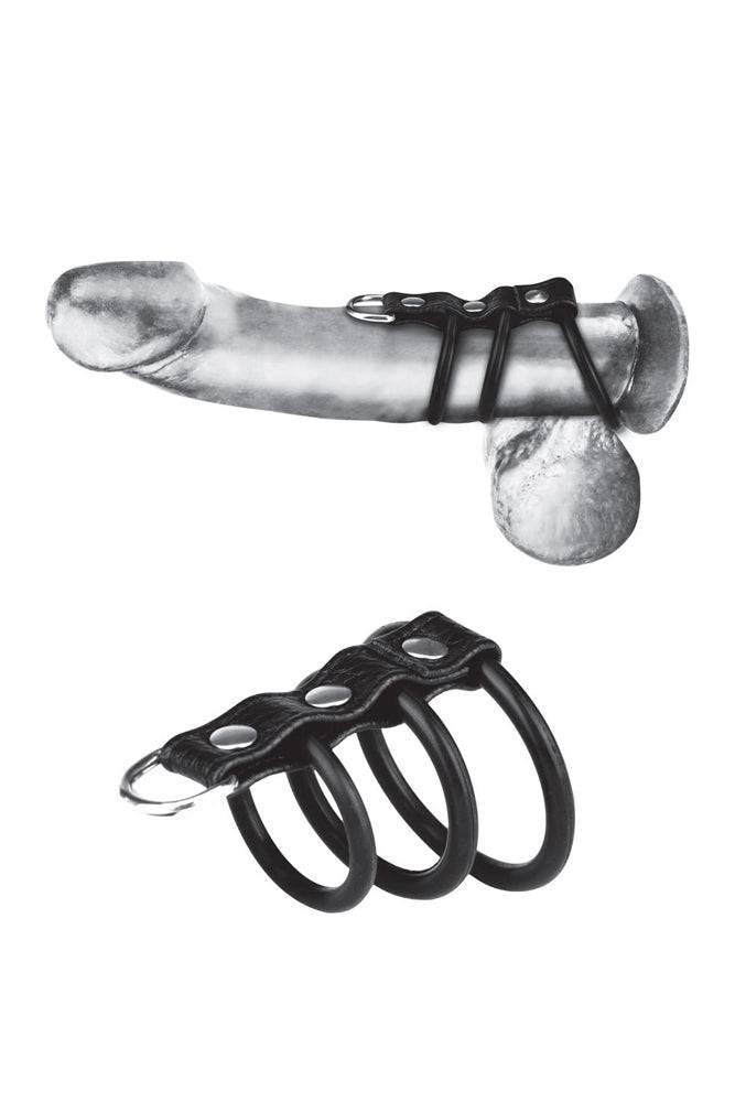 Electric Eel - Blue Line - 3 Ring Silicone Gates Of Hell Cock Cage With Lead - Stag Shop