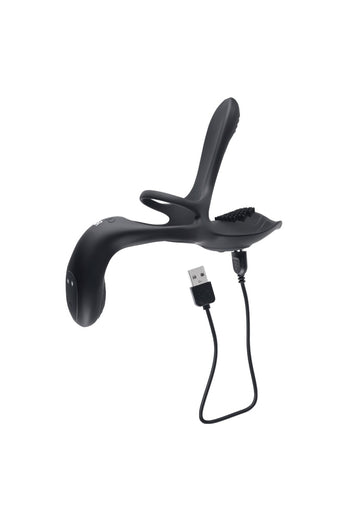 Playboy - The 3 Way Vibrating Cock Ring with Remote Control - Black - Stag Shop