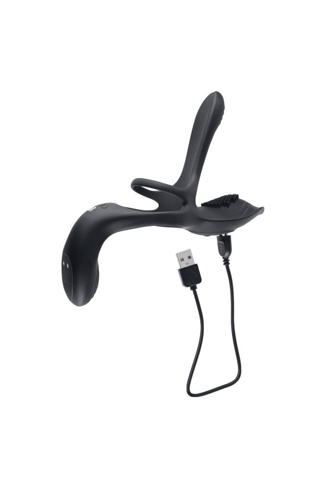 Playboy - The 3 Way Vibrating Cock Ring with Remote Control - Black - Stag Shop