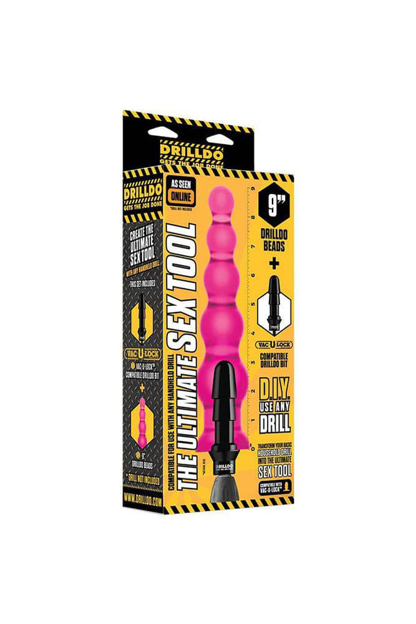 Drilldo - 9 Inch Anal Beads and Vac-U-Lock Attachment - Pink - Stag Shop