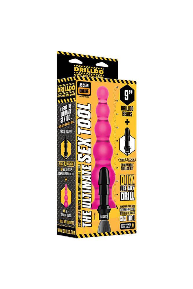 Drilldo 9 Inch Anal Beads and Vac U Lock Attachment Pink