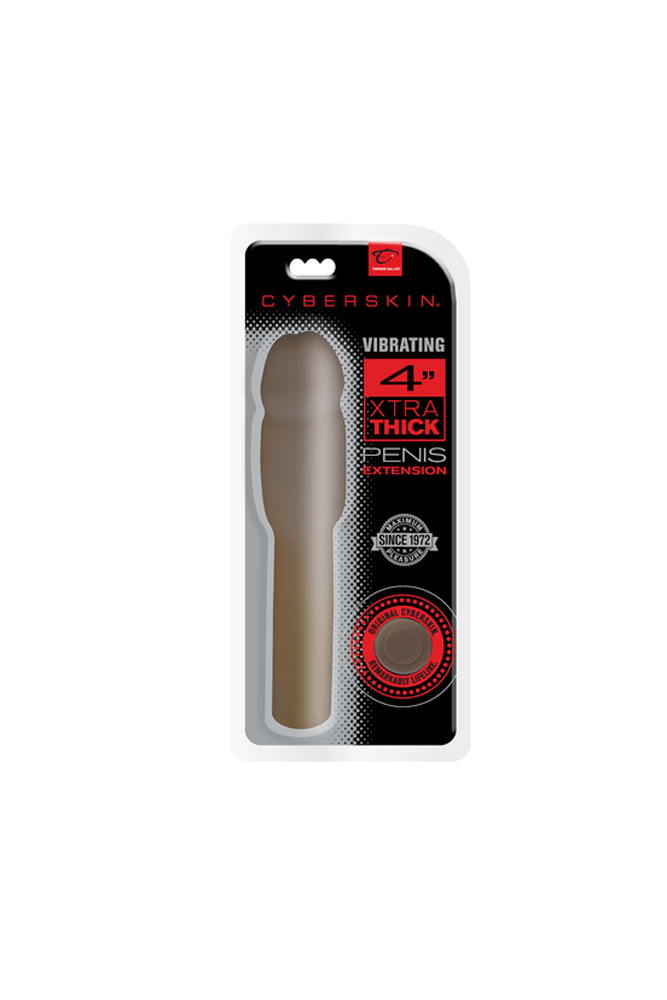 Topco - Cyberskin - 4 Inch Xtra Thick Vibrating Penis Extension - Dark - Stag Shop