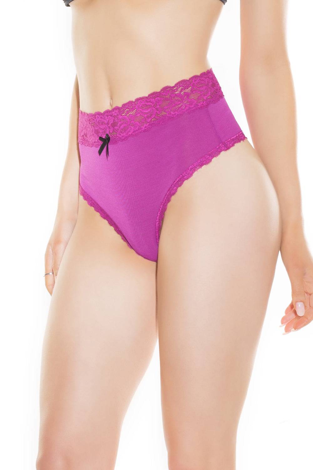 Coquette - 4097 - High Waisted Thong - Magenta - Stag Shop