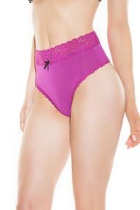 Thumbnail for Coquette - 4097 - High Waisted Thong - Magenta - Stag Shop