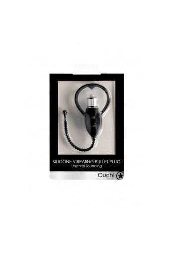 Ouch by Shots Toys - Urethral Sounding Vibrating Bullet Plug - Black - Stag Shop