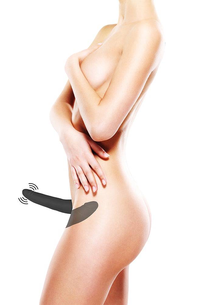 Ouch by Shots - Vibrating Double Adjustable Silicone Strap-On - Black - Stag Shop