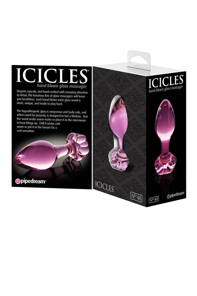 Pipedream - Icicles - No. 48 - Glass Flower Butt Plug - Pink - Stag Shop
