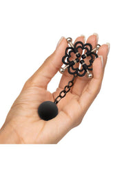 Cal Exotics - Nipple Grips - Power Grip 4-Point Weighted Nipple Press - Black/Silver - Stag Shop