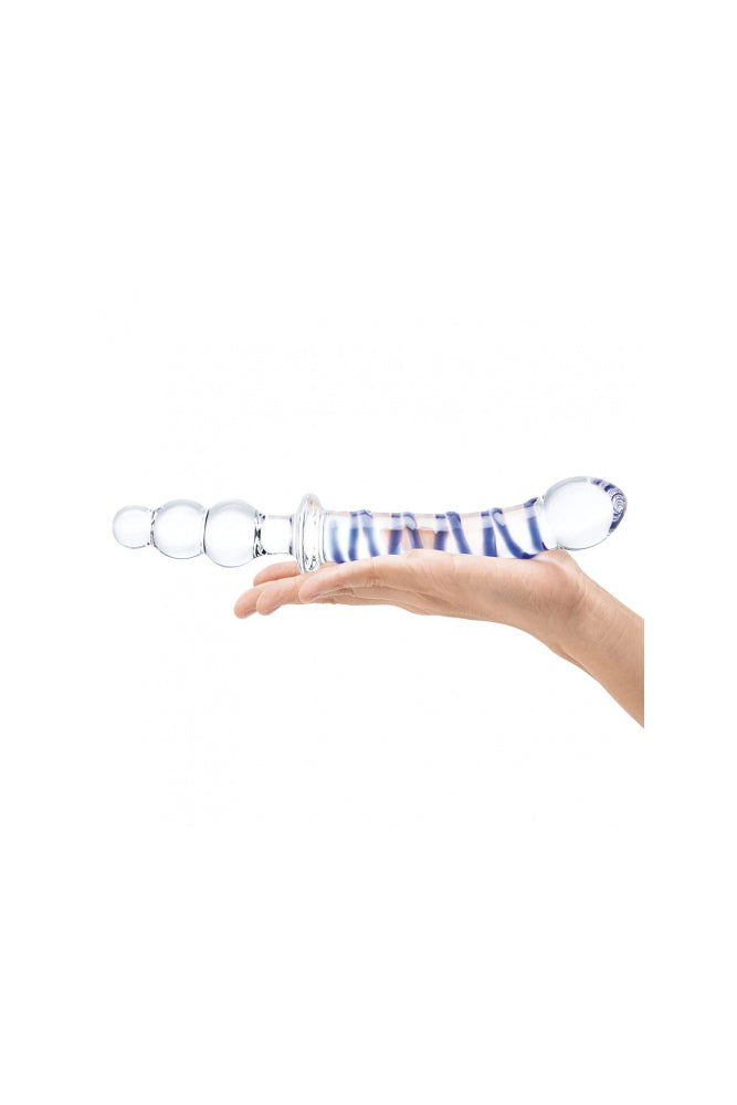 Gläs - 10" Twister Dual Ended Glass Dildo - Blue/Clear - Stag Shop
