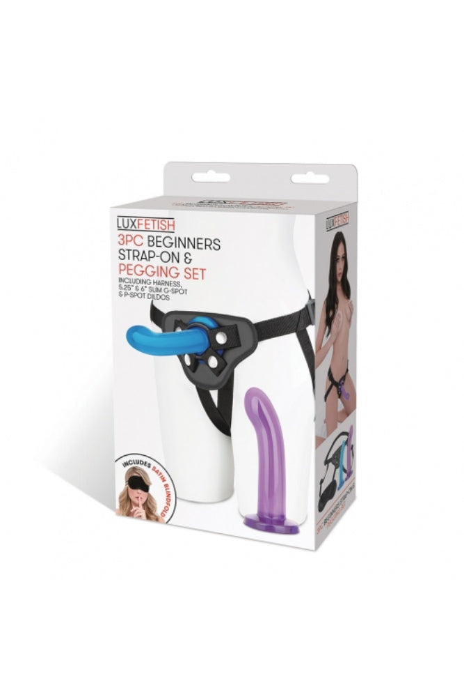 Electric Eel - Lux Fetish - 3 PC Beginners Strap-On & Pegging Set - Black - Stag Shop