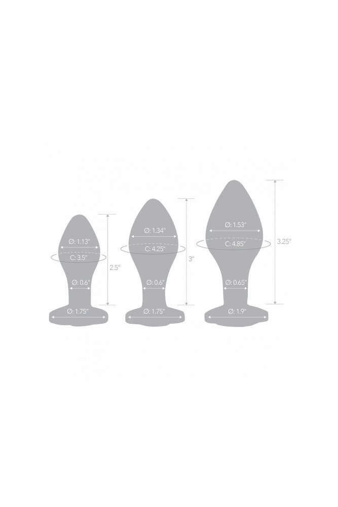 Gläs - 3 PC Heart Jewel Anal Training Kit - Clear/Pink - Stag Shop