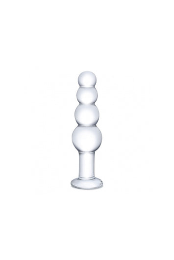 Gläs - 7.25" Beaded Glass Butt Plug - Clear - Stag Shop