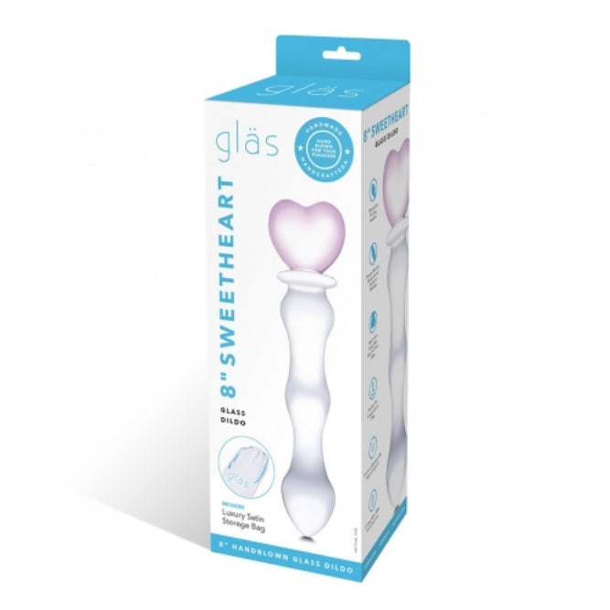 Gläs - 8" Sweetheart Glass Dildo - Clear/Pink - Stag Shop