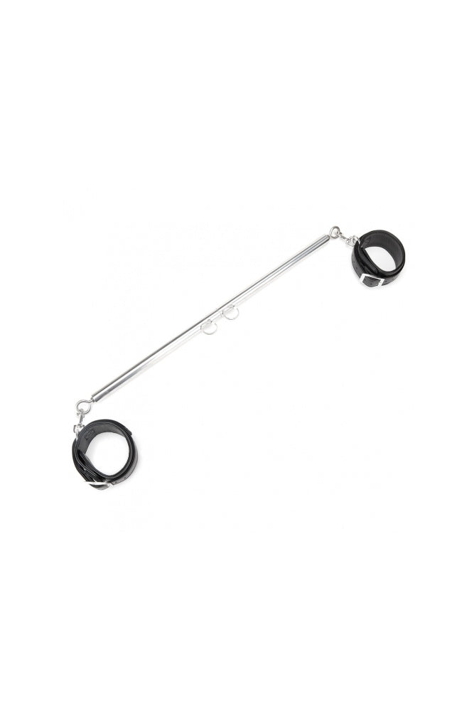 Electric Eel - Lux Fetish - Expandable Spreader Bar with Detachable Leatherette Cuffs - Silver/Black - Stag Shop