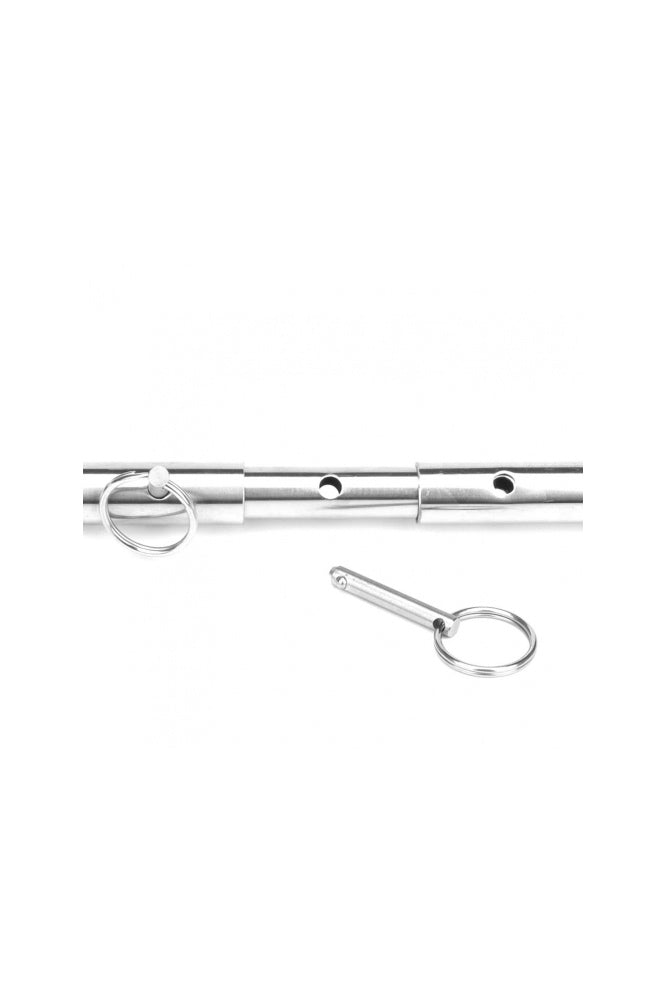 Electric Eel - Lux Fetish - Expandable Spreader Bar with Detachable Leatherette Cuffs - Silver/Black - Stag Shop