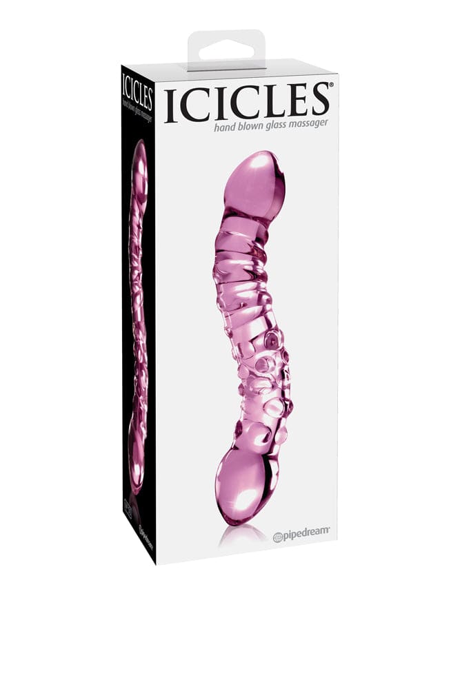 Pipedream - Icicles - No. 55 - Double Ended Textured Glass Dildo - Pink - Stag Shop