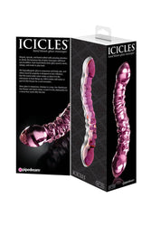 Pipedream - Icicles - No. 55 - Double Ended Textured Glass Dildo - Pink - Stag Shop