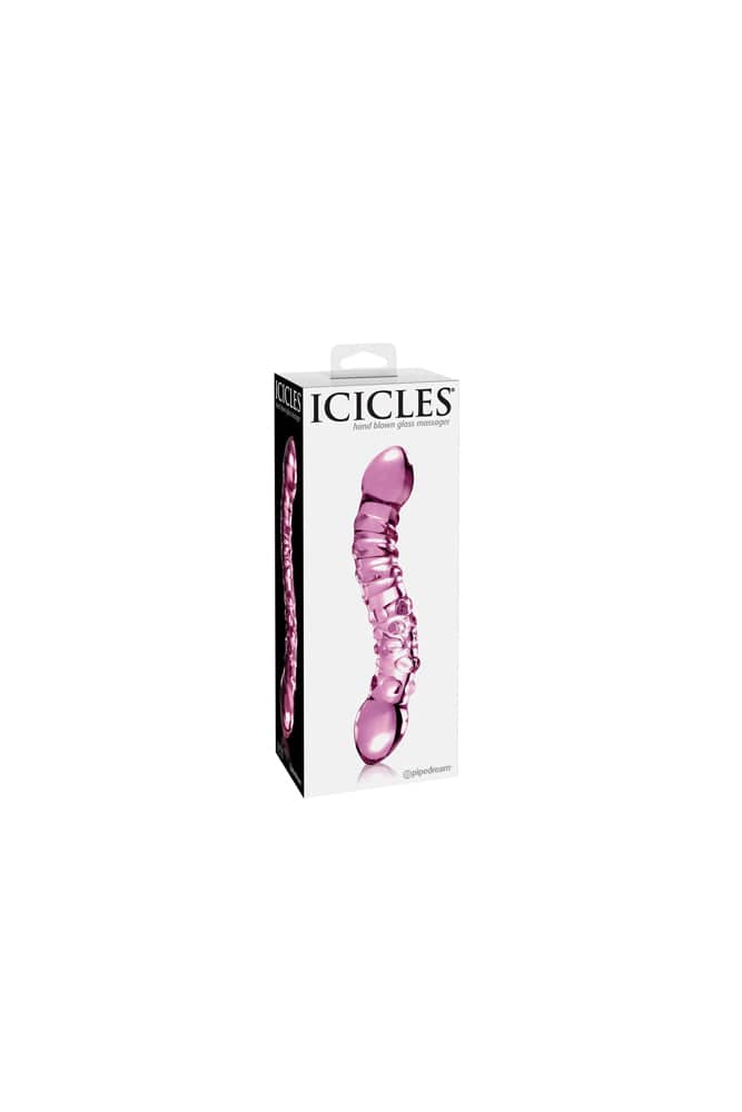 Pipedream - Icicles - No. 55 - Double Ended Textured Glass Dildo - Pink - Stag Shop