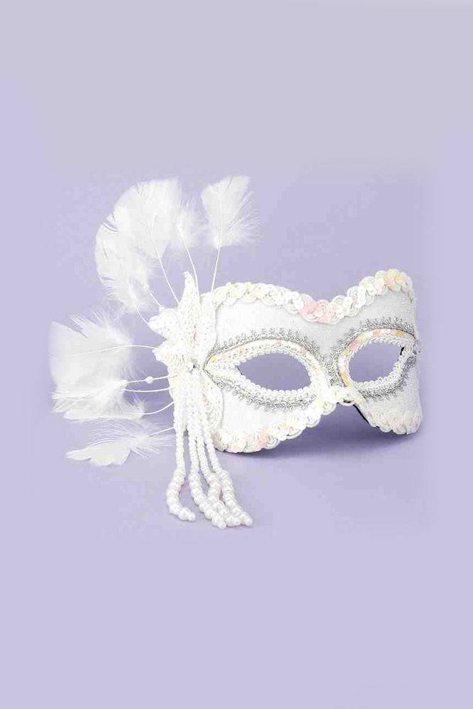 Forum Novelties - Feathered Masquerade Mask - White - Stag Shop