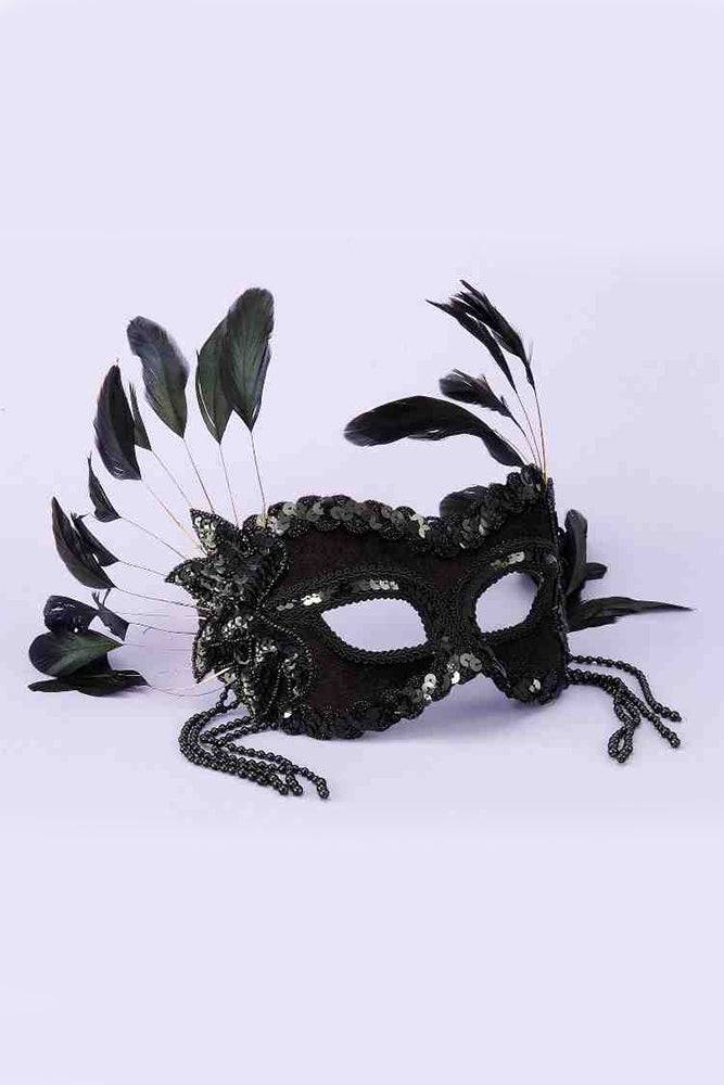 Forum Novelties - Feathered Masquerade Mask - Black - Stag Shop