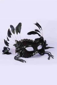 Thumbnail for Forum Novelties - Feathered Masquerade Mask - Black - Stag Shop