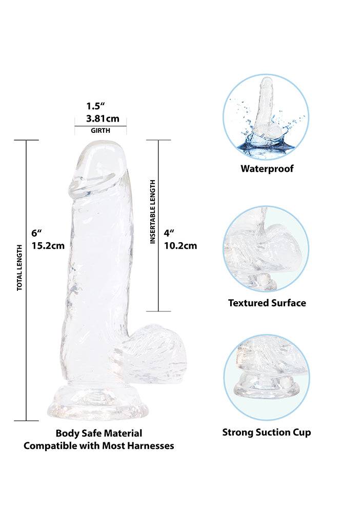 Crystal Addiction - Clear Realistic Dildo with Balls - 6 Inches - Stag Shop