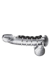 Electric Eel - Blue Line - 5 Ring Metal Gates Of Hell Cock Cage With Lead - Stag Shop