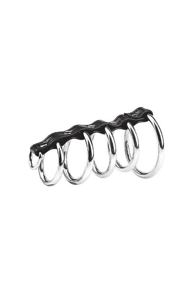 Electric Eel - Blue Line - 5 Ring Metal Gates Of Hell Cock Cage With Lead - Stag Shop