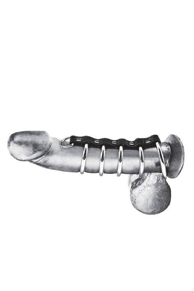 Electric Eel - Blue Line - 5 Ring Metal Gates Of Hell Cock Cage With Lead - Stag Shop