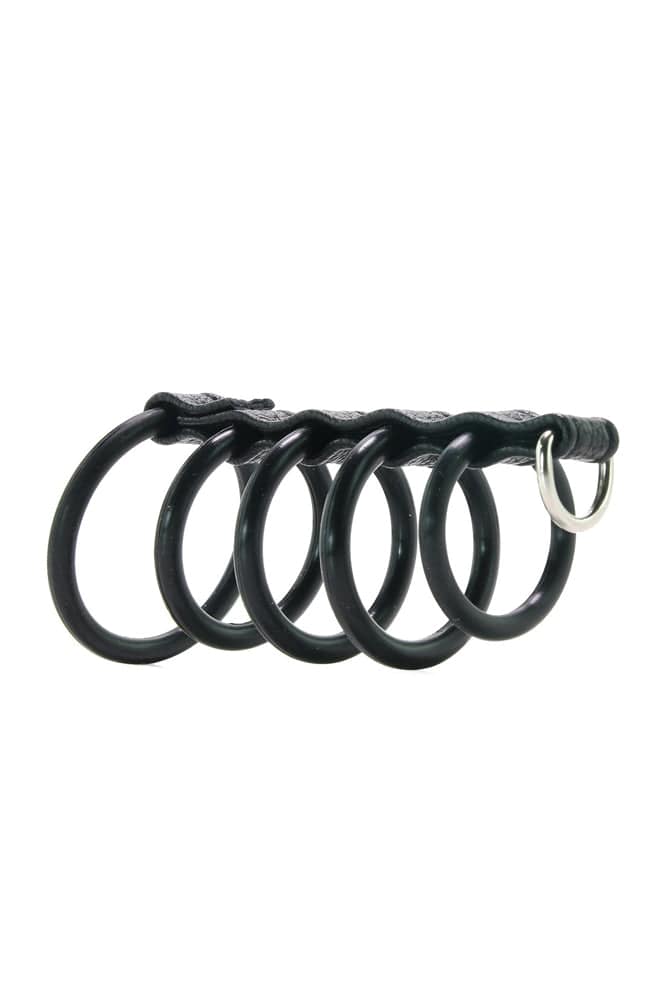 Electric Eel - Blue Line - 5 Ring Rubber Gates Of Hell Cock Cage With Lead - Stag Shop