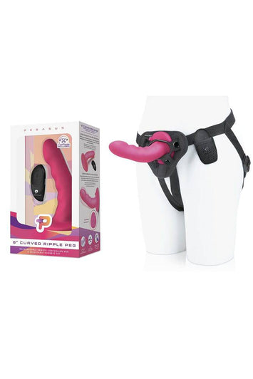 Electric Eel - Pegasus - 6 Inch Curved Vibrating Ripple Peg With Harness - Pink - Stag Shop